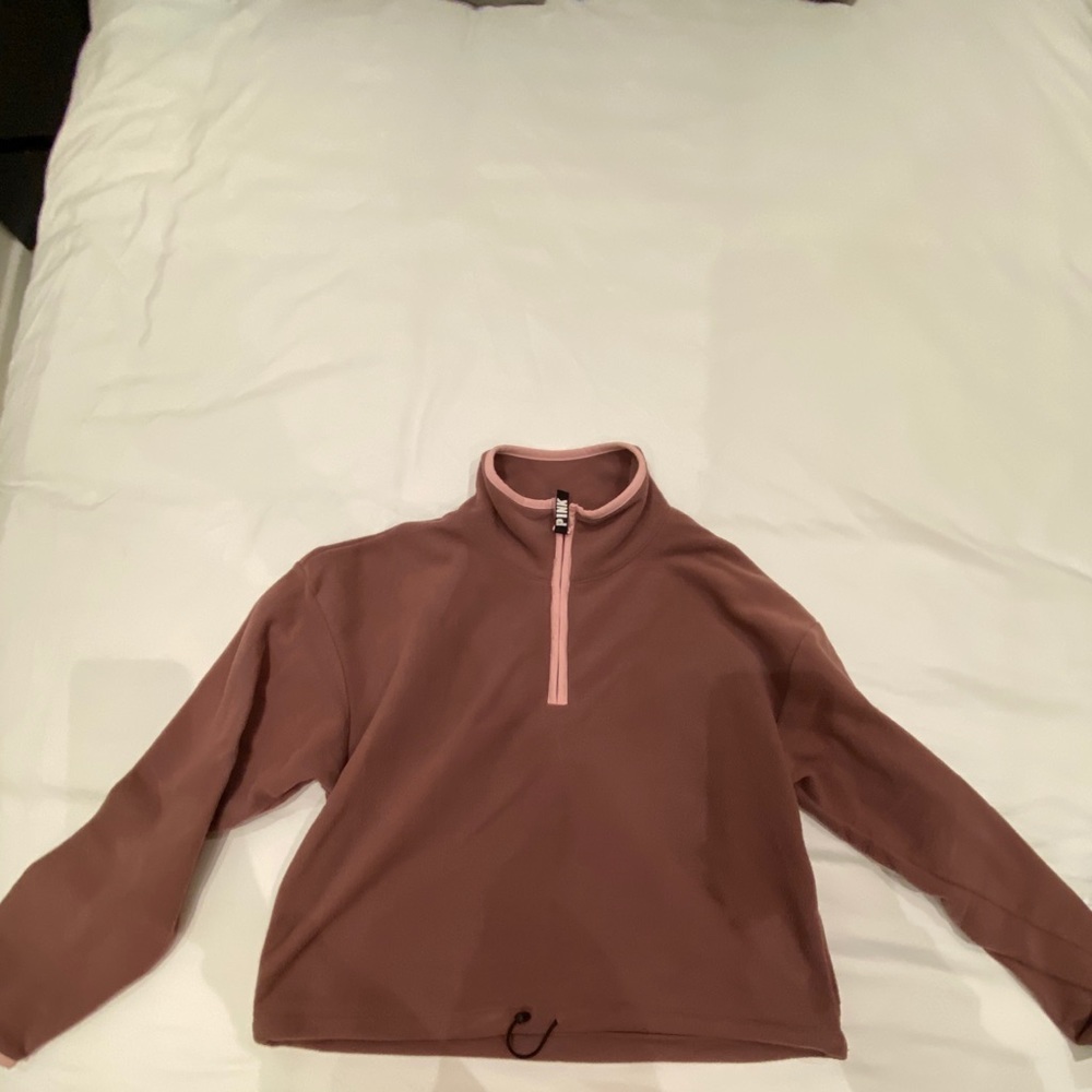 Drawstring 1/4 zip cropped hoodie